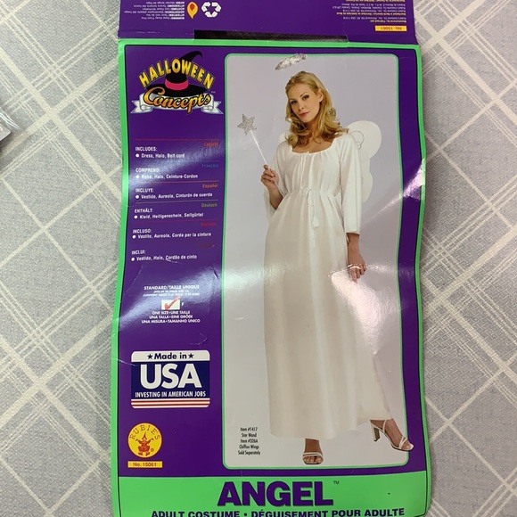 Halloween Angel adult costume, dress, belt, halo, one size - never worn - Picture 3 of 5
